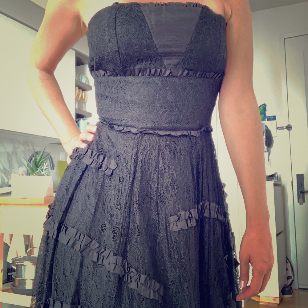 Black Lace Cocktail A-line Dress
